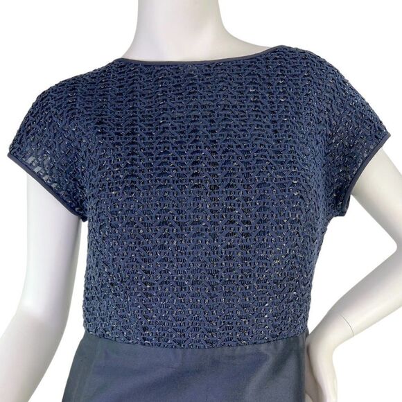 NEW Lafayette New York 148 Short Sleeve Silk Blend Formal Dress in Ink Blue Sz 6 - Picture 3 of 14